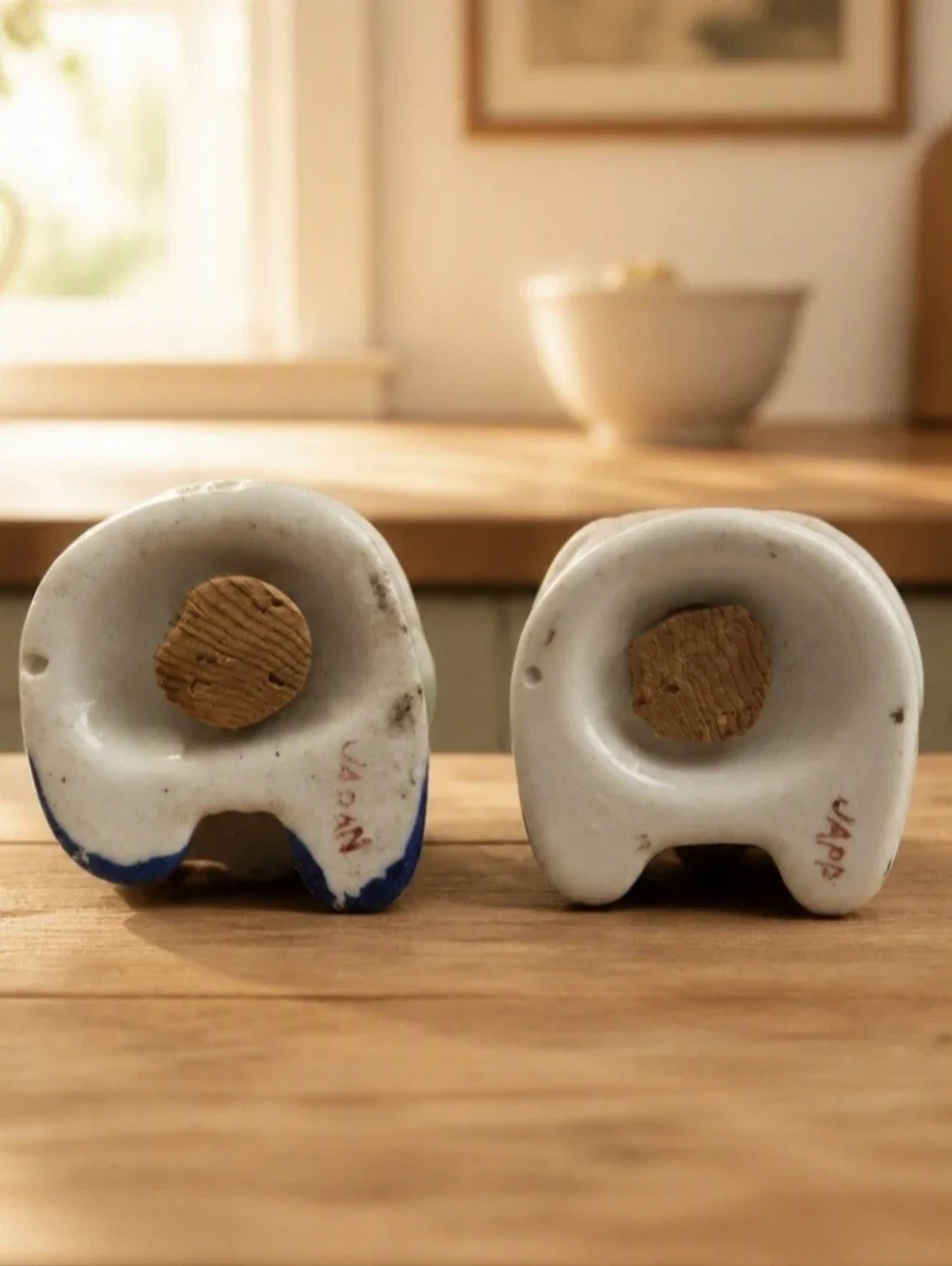 Vintage Japan Boy & Girl Salt & Pepper Shakers Ceramic Figural Set W/Corks 1950s